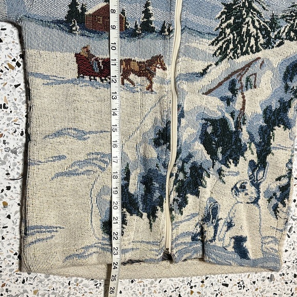 Vintage Art Unlimited Winter Wonderland Knit Cardigan blanket sweater small - Picture 12 of 12
